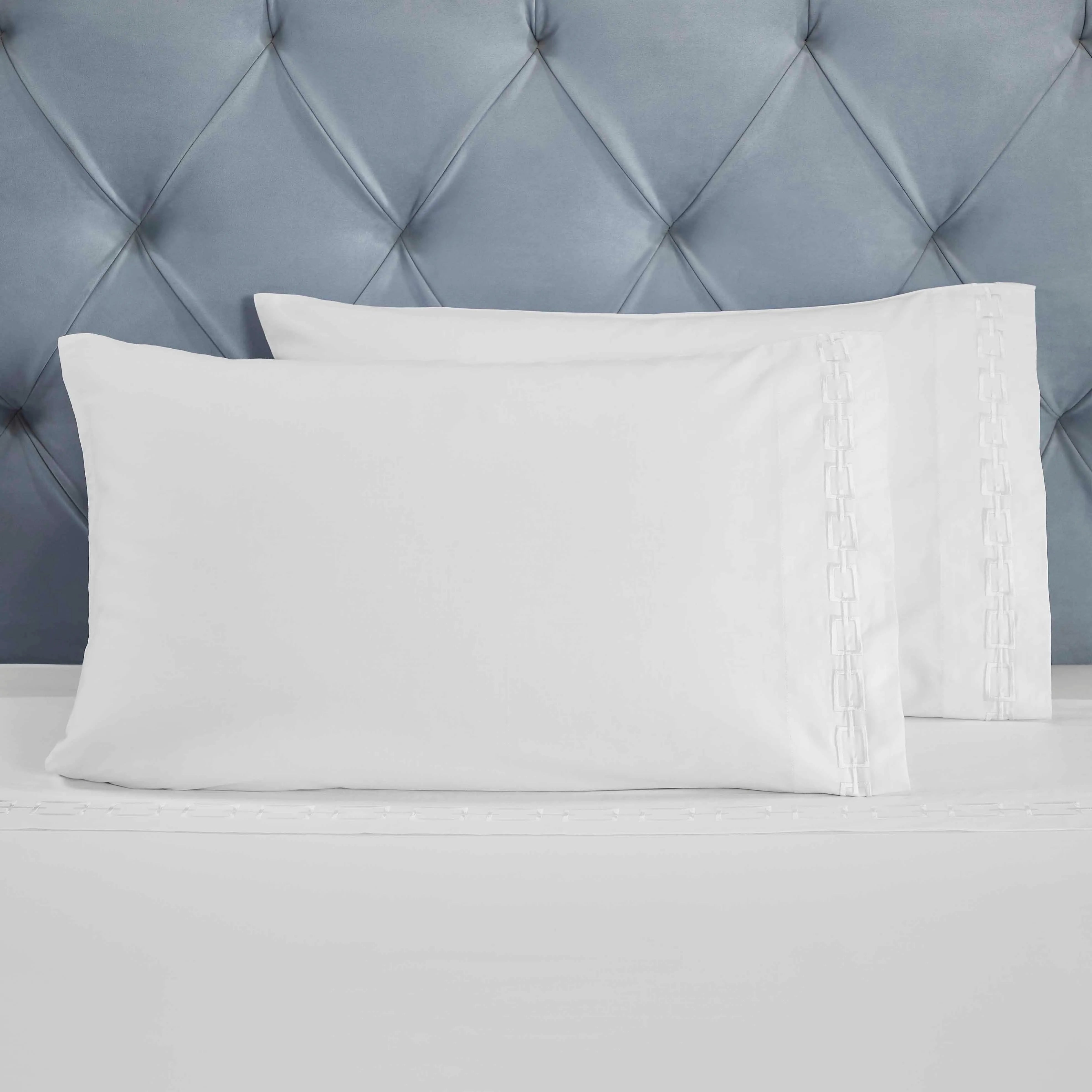 Chain Links Cotton Embroidered Deep Pocket Bed Sheet Set