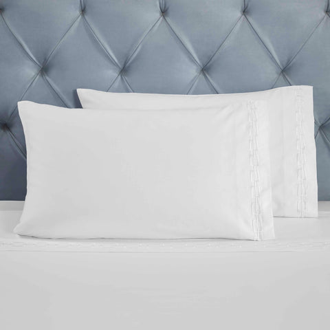 100% Cotton Bed Sheet Set Embroidered Deep Pocket Chain Links