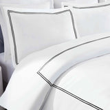 Fieldstone Cotton Two-Line Embroidered 3 Piece Duvet Cover Set