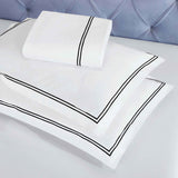 Fieldstone Cotton Two-Line Embroidered 3 Piece Duvet Cover Set