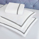 Fieldstone Cotton Two-Line Embroidered 3 Piece Duvet Cover Set