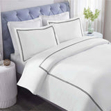 100% Cotton Two-Line Border Embroidered Duvet Cover Set