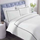 Fieldstone Cotton Two-Line Embroidered 3 Piece Duvet Cover Set