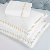 100% Cotton Two-Line Border Embroidered Duvet Cover Set