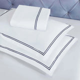 100% Cotton Two-Line Border Embroidered Duvet Cover Set