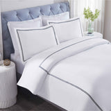 Fieldstone Cotton Two-Line Embroidered 3 Piece Duvet Cover Set