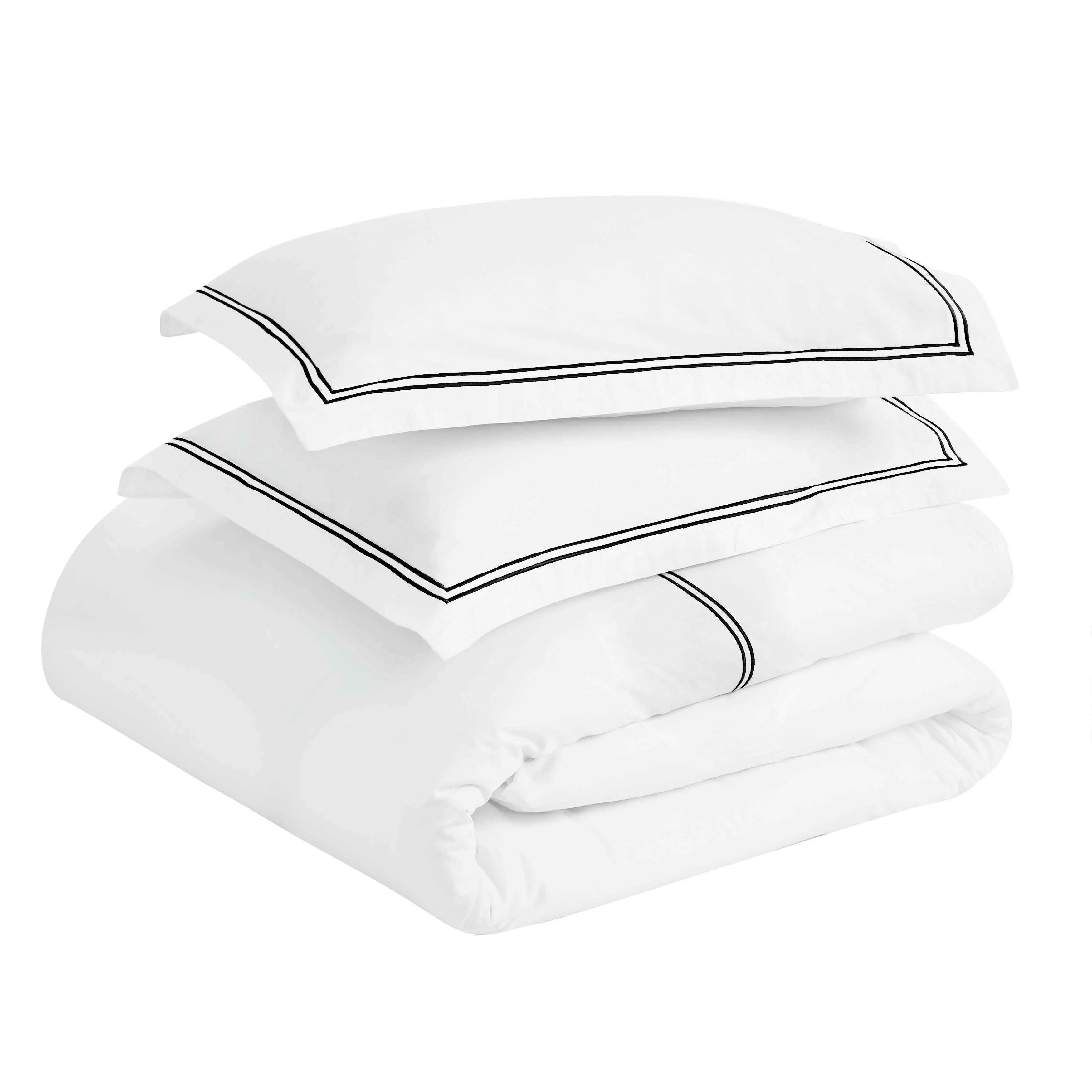Fieldstone Cotton Two-Line Embroidered 3 Piece Duvet Cover Set