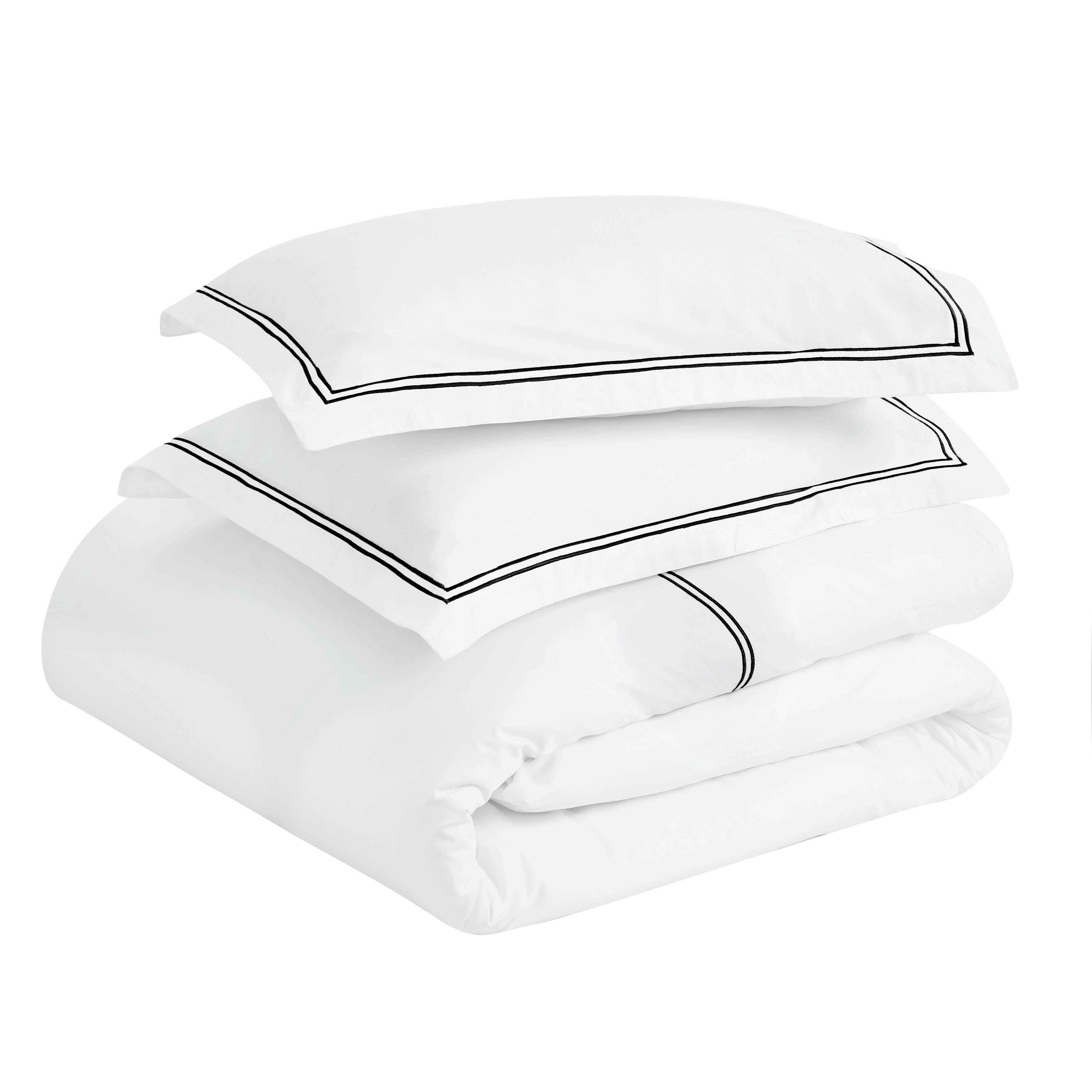Fieldstone Cotton Two-Line Embroidered 3 Piece Duvet Cover Set