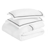 Fieldstone Cotton Two-Line Embroidered 3 Piece Duvet Cover Set