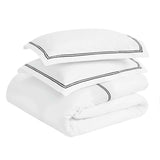 100% Cotton Two-Line Border Embroidered Duvet Cover Set