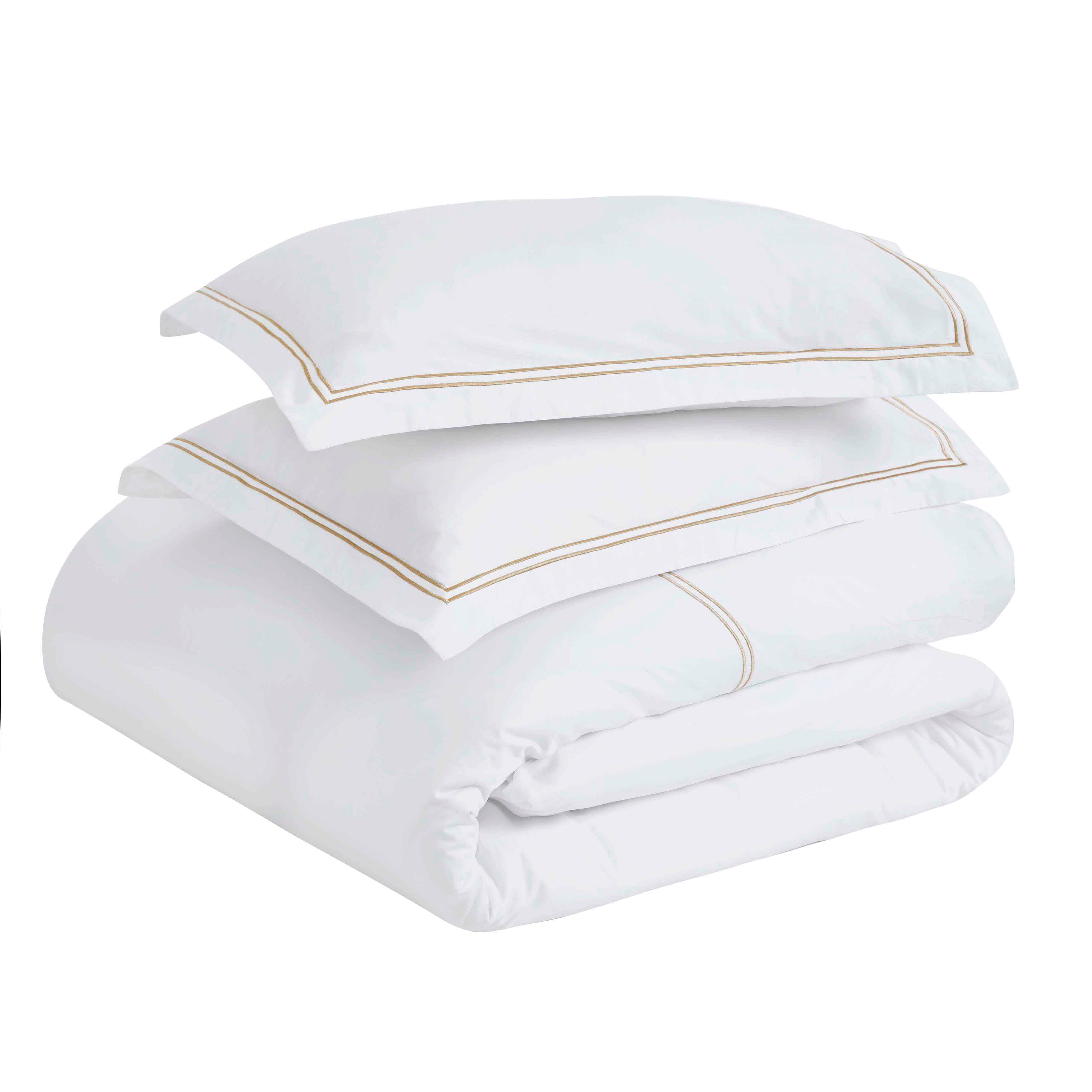 Fieldstone Cotton Two-Line Embroidered 3 Piece Duvet Cover Set
