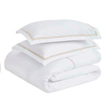 100% Cotton Two-Line Border Embroidered Duvet Cover Set