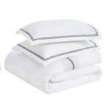 100% Cotton Two-Line Border Embroidered Duvet Cover Set