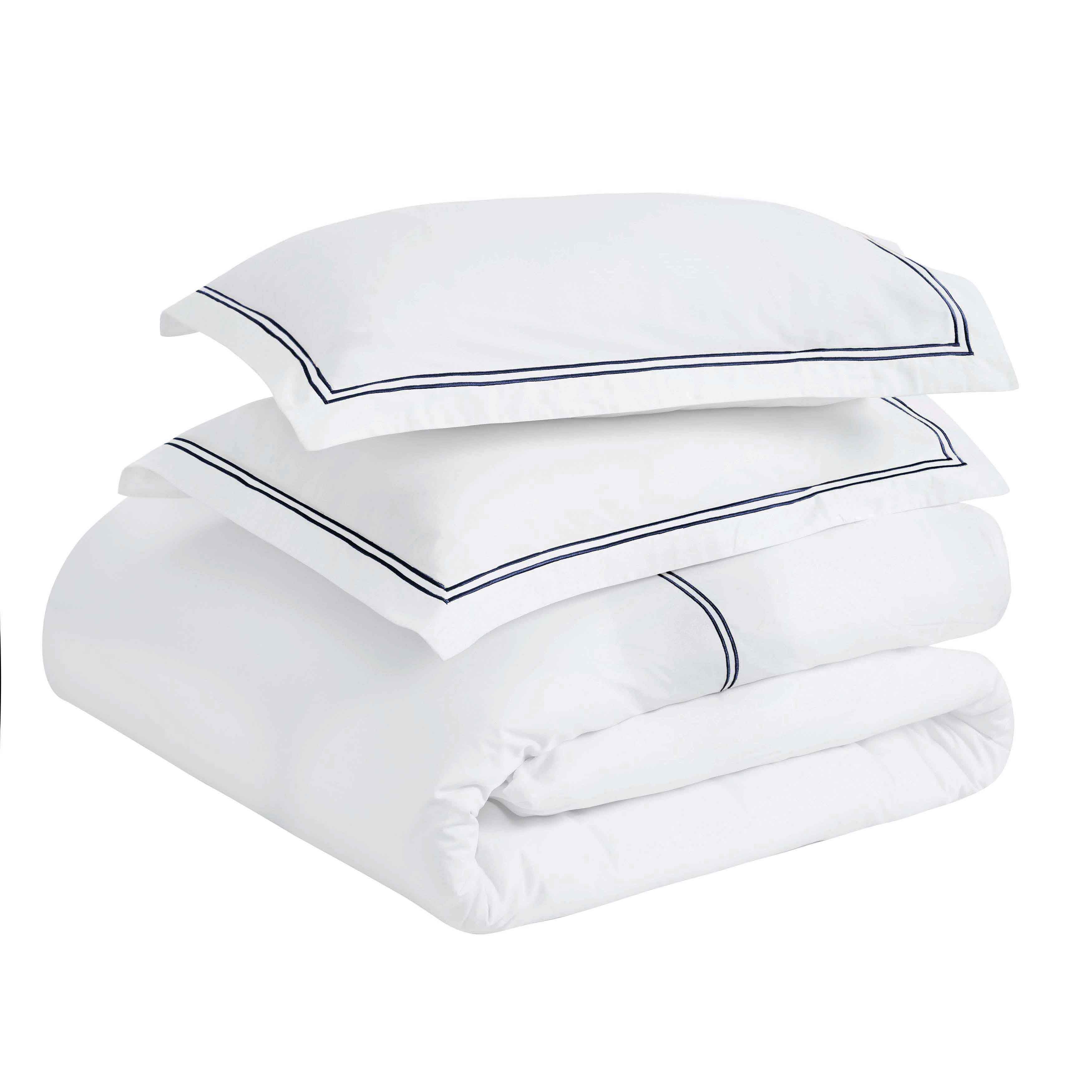 Fieldstone Cotton Two-Line Embroidered 3 Piece Duvet Cover Set