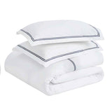 Fieldstone Cotton Two-Line Embroidered 3 Piece Duvet Cover Set