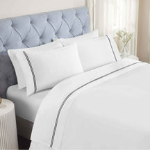 Fieldstone Cotton Two-Line Embroidered Deep Pocket Bed Sheet Set