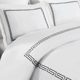 Harrison Cotton Greek Key Embroidered 3 Piece Duvet Cover Set