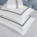 Harrison Cotton Greek Key Embroidered 3 Piece Duvet Cover Set