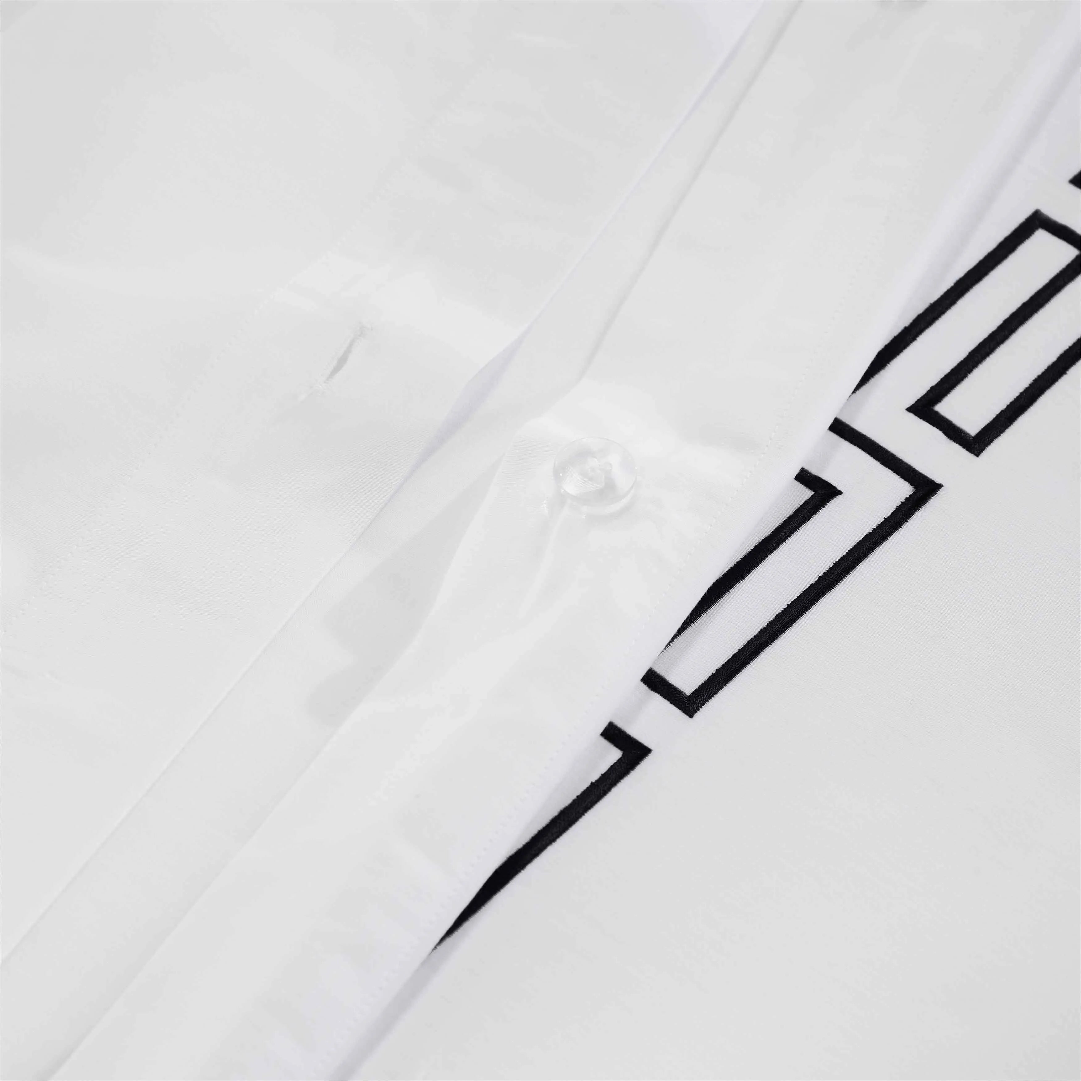 Harrison Cotton Greek Key Embroidered 3 Piece Duvet Cover Set