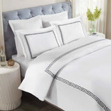 Harrison Cotton Greek Key Embroidered 3 Piece Duvet Cover Set