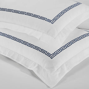 Harrison Cotton Greek Key Embroidered 3 Piece Duvet Cover Set