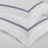 Harrison Cotton Greek Key Embroidered 3 Piece Duvet Cover Set
