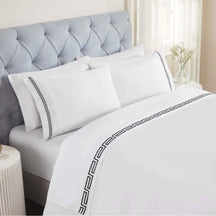 Harrison Cotton Greek Key Embroidered Deep Pocket Bed Sheet Set