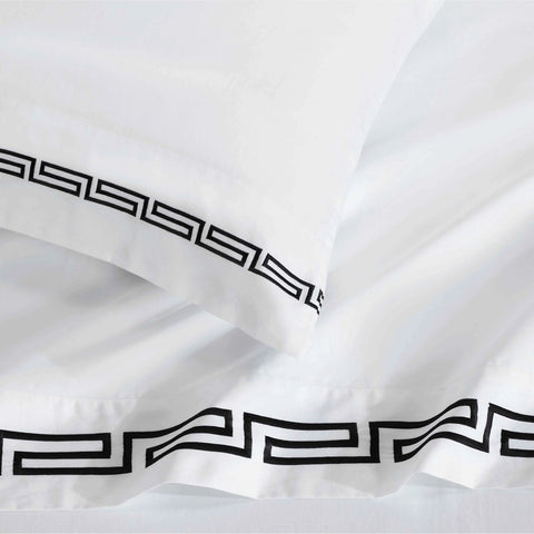 100% Cotton Bed Sheet Set Greek Key Embroidered Deep Pocket Harrison