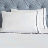 100% Cotton Bed Sheet Set Greek Key Embroidered Deep Pocket Harrison