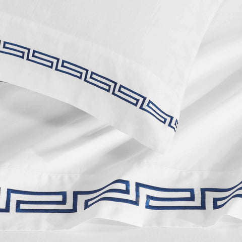 100% Cotton Bed Sheet Set Greek Key Embroidered Deep Pocket Harrison