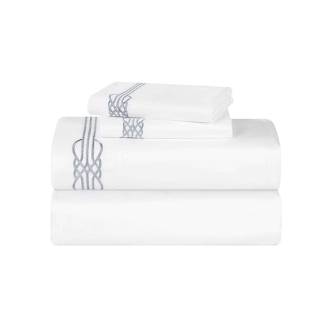 100% Cotton Bed Sheet Set Gold Embroidered Deep Pocket Moonlawn
