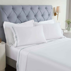 Moonlawn Cotton Gold Embroidered Deep Pocket Bed Sheet Set