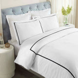 Riverton Cotton Cross-Stitch Embroidered 3 Piece Duvet Cover Set
