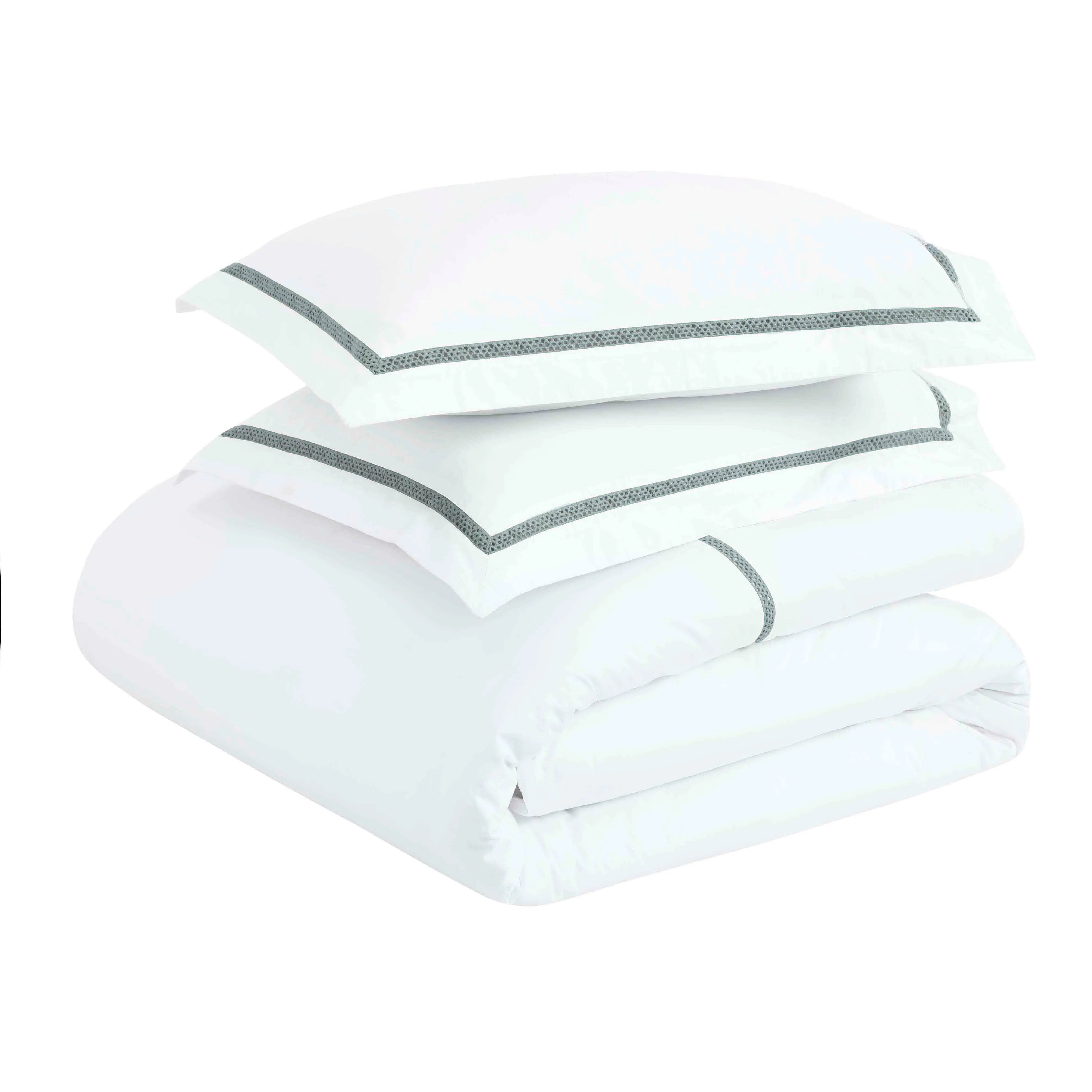 Riverton Cotton Cross-Stitch Embroidered 3 Piece Duvet Cover Set