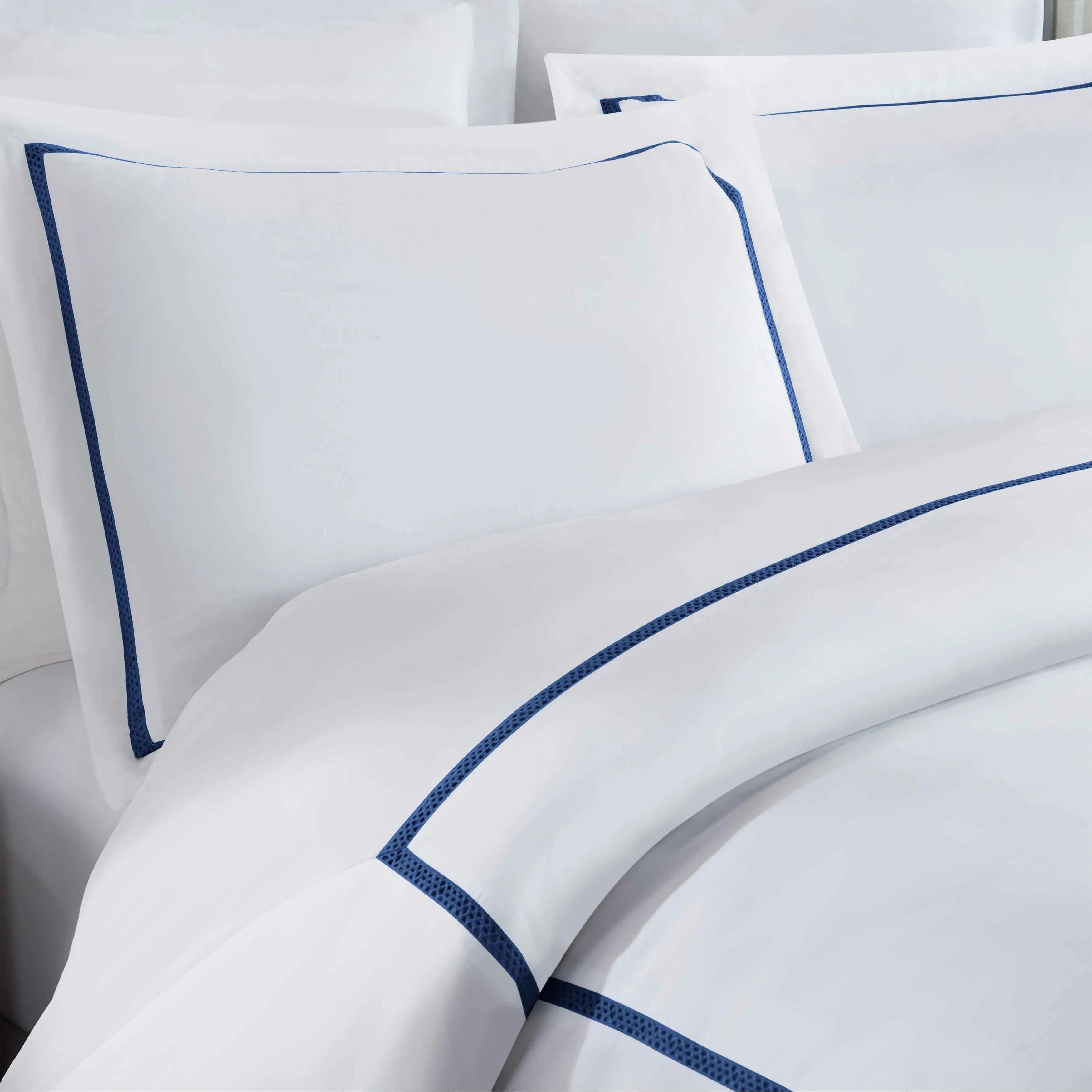 Riverton Cotton Cross-Stitch Embroidered 3 Piece Duvet Cover Set