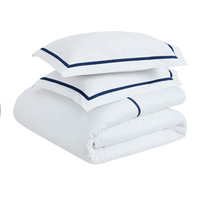 Riverton Cotton Cross-Stitch Embroidered 3 Piece Duvet Cover Set