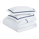 Riverton Cotton Cross-Stitch Embroidered 3 Piece Duvet Cover Set
