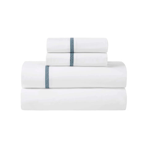 100% Cotton Bed Sheet Set Cross-Stitch Embroidered Deep Pocket Riverton