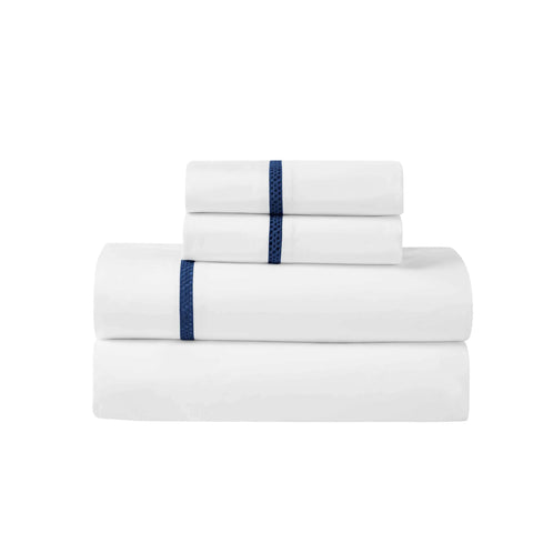 100% Cotton Bed Sheet Set Cross-Stitch Embroidered Deep Pocket Riverton