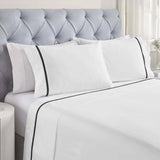 100% Cotton Bed Sheet Set Cross-Stitch Embroidered Deep Pocket Riverton