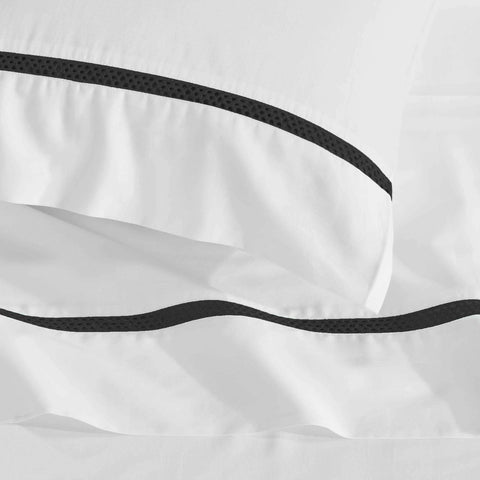 100% Cotton Bed Sheet Set Cross-Stitch Embroidered Deep Pocket Riverton