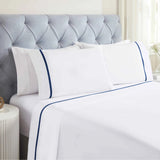 100% Cotton Bed Sheet Set Cross-Stitch Embroidered Deep Pocket Riverton