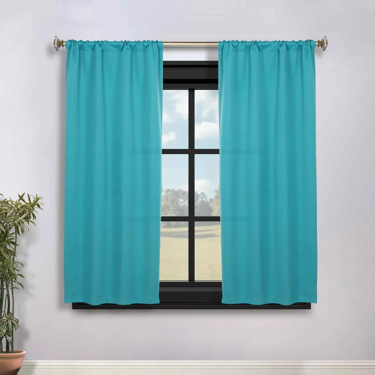 Solid Room Darkening Rod Pocket Blackout Curtain Panels, Set of 2
