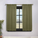 Solid Room Darkening Rod Pocket Blackout Curtain Panels, Set of 2