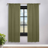 Solid Room Darkening Rod Pocket Blackout Curtain Panels, Set of 2