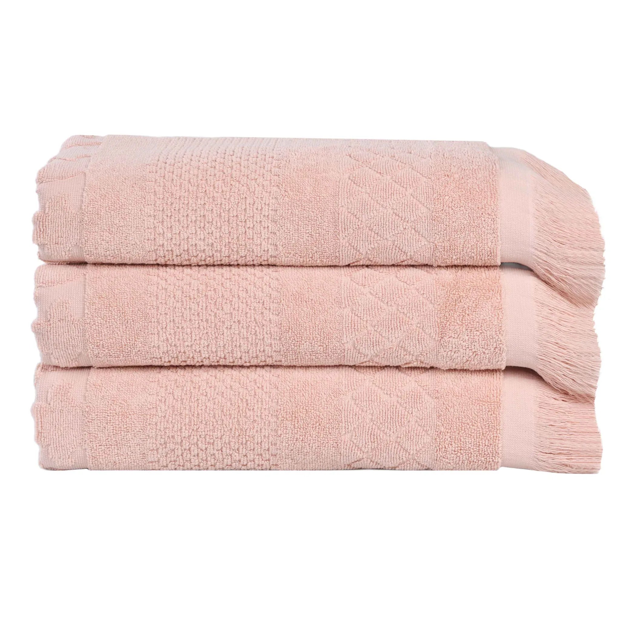 Cotton Geometric Jacquard Absorbent Bath Towel Set of 3
