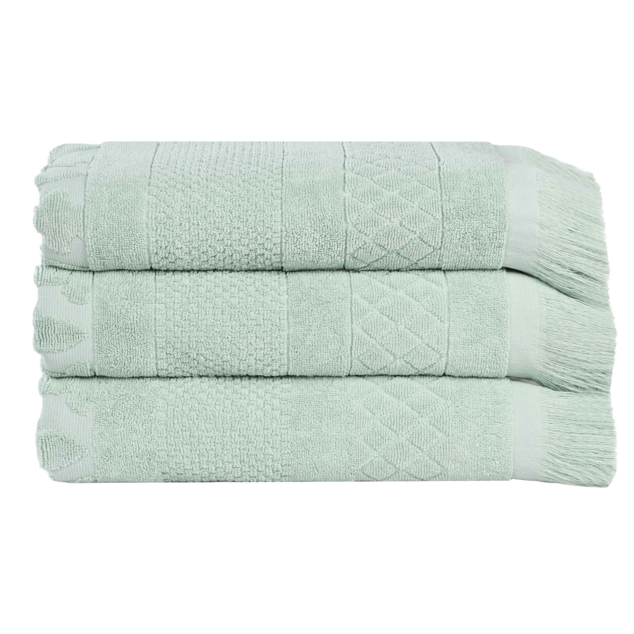 Cotton Geometric Jacquard Absorbent Bath Towel Set of 3