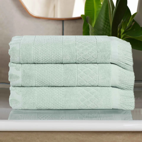 Cotton Geometric Jacquard Absorbent Bath Towel Set of 3