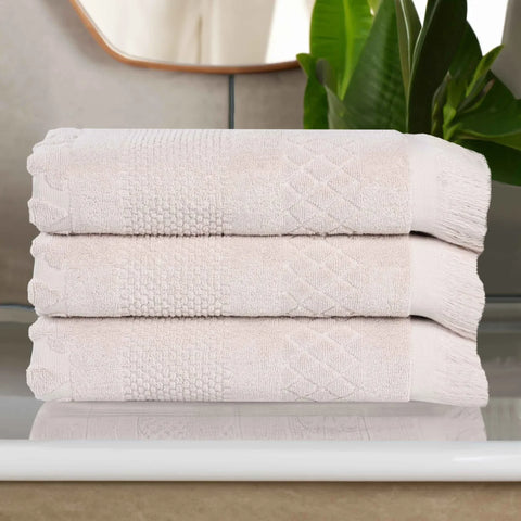 Cotton Geometric Jacquard Absorbent Bath Towel Set of 3