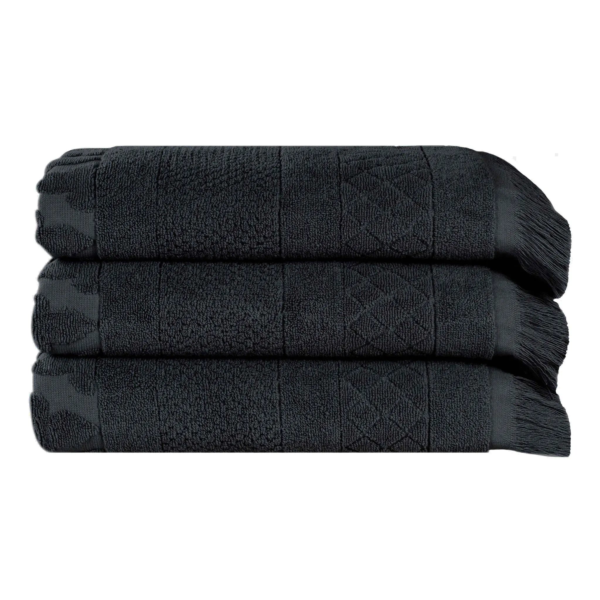 Cotton Geometric Jacquard Absorbent Bath Towel Set of 3